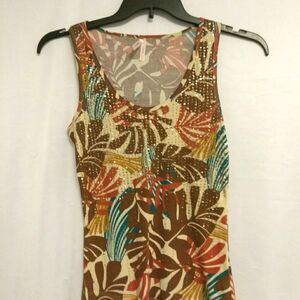 Sparkle & Fade tank top brown orange tan Large